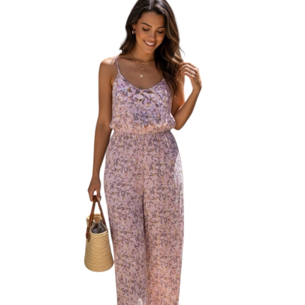Active USA women’s Floral Cami Jumpsuit size medium
